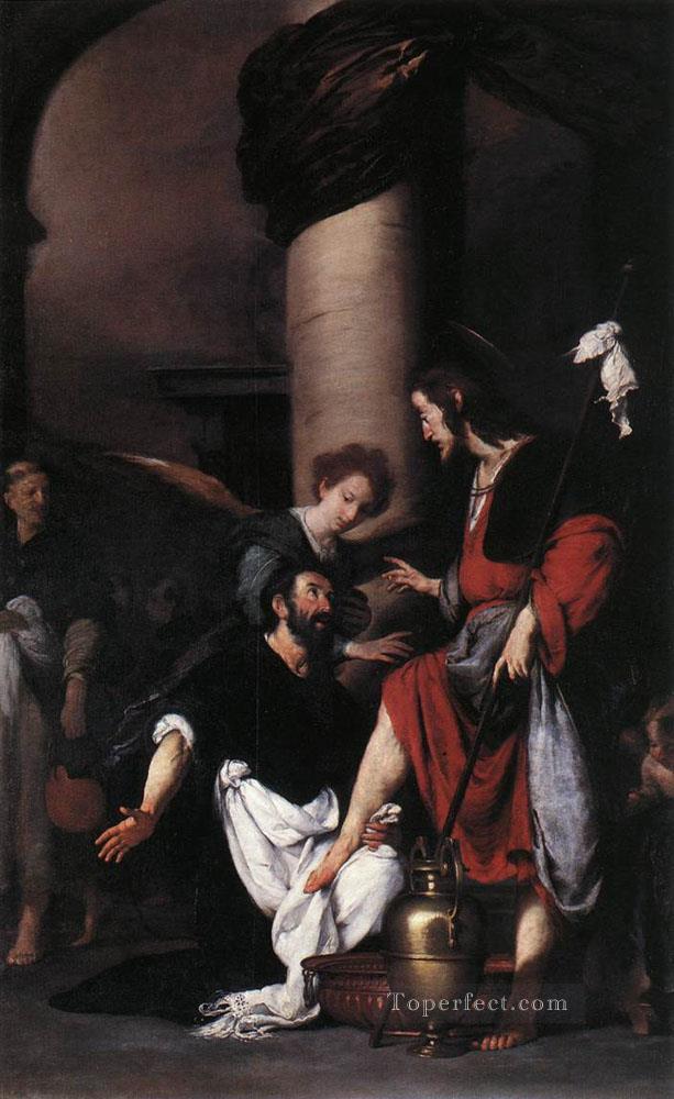 San Agustín Lavando Los Pies De Cristo Barroco Italiano Bernardo Strozzi Pintura al óleo
